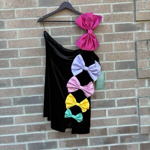 Johnny Wujek X Prom Collection Black Multi Color Bowmini Dress Size 2X NEW NWT